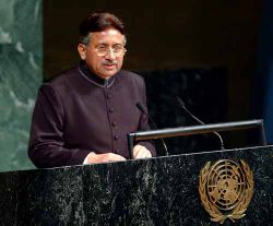 General Pervez Musharraf, President and Chief Executive of the Islamic Republic of Pakistan, addressing the UN General Assembly on November 10, 2001