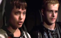Jolie with her first husband Jonny Lee Miller in Hackers.
