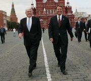 Senator Edwards and former Congressman Kemp in the Red Square
